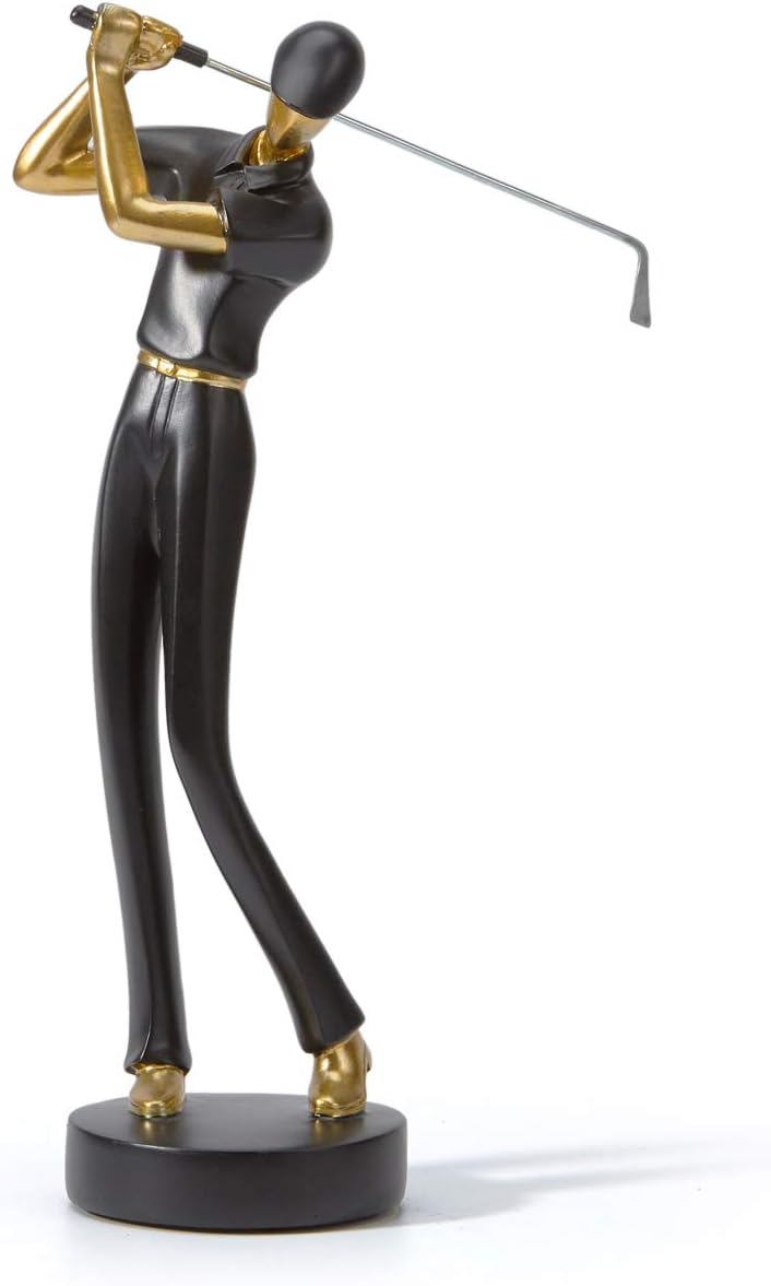 Black Golfer Polyresin Statue 9.6 Inch