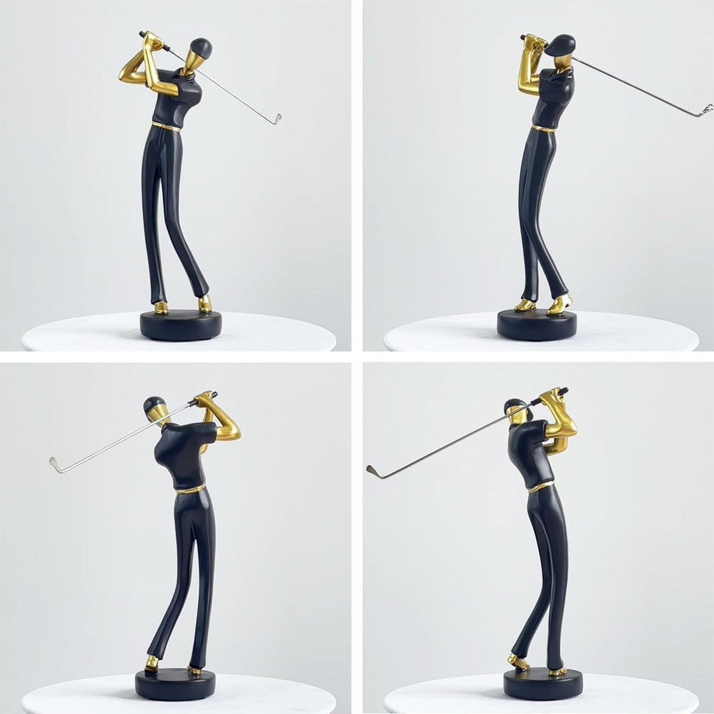 Black Golfer Polyresin Statue 9.6 Inch