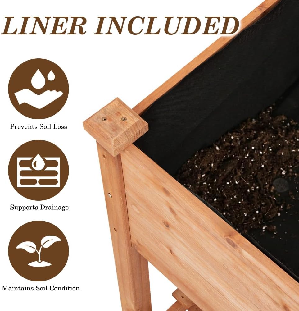 Wood Wheeled Elevated Garden Bed