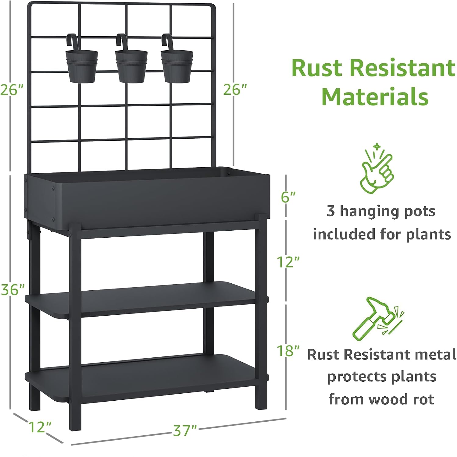 Metal Raised Garden Bed with Trellis