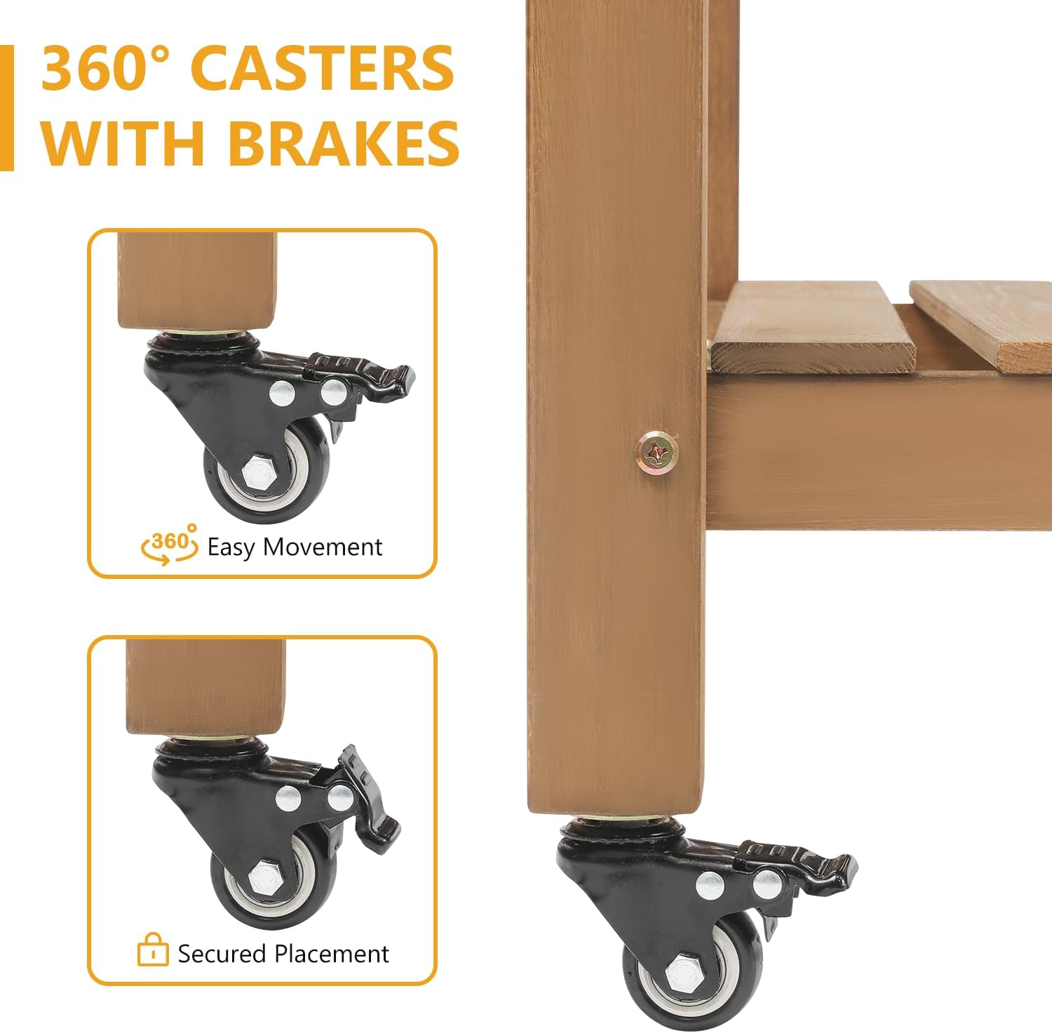 55.5in Rolling Wood Garden Planter