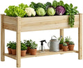 Wood Elevated Garden Bed with ShelfWood Elevated Garden Bed with Shelf