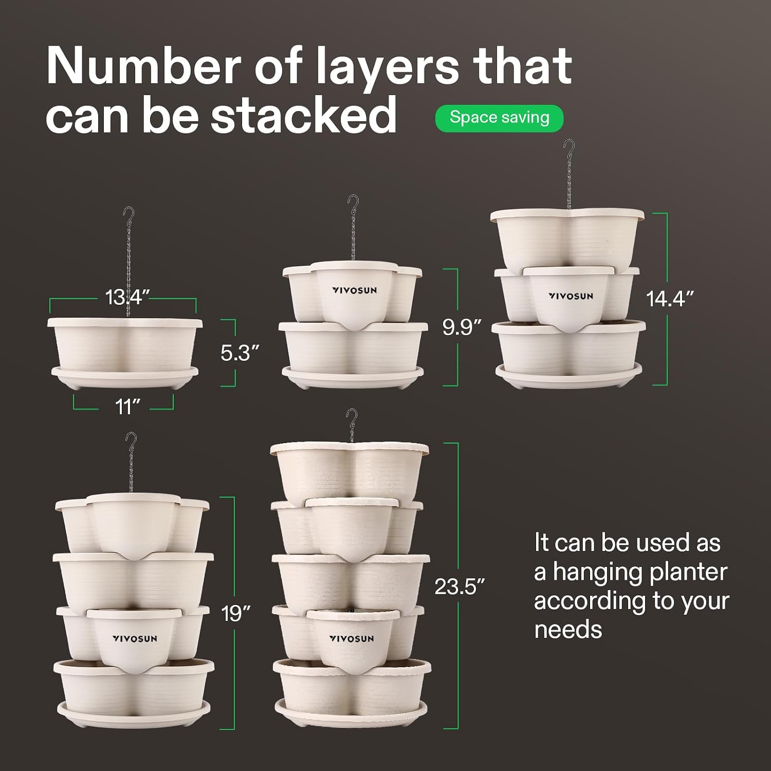 5-Tier Stackable Vertical Planter