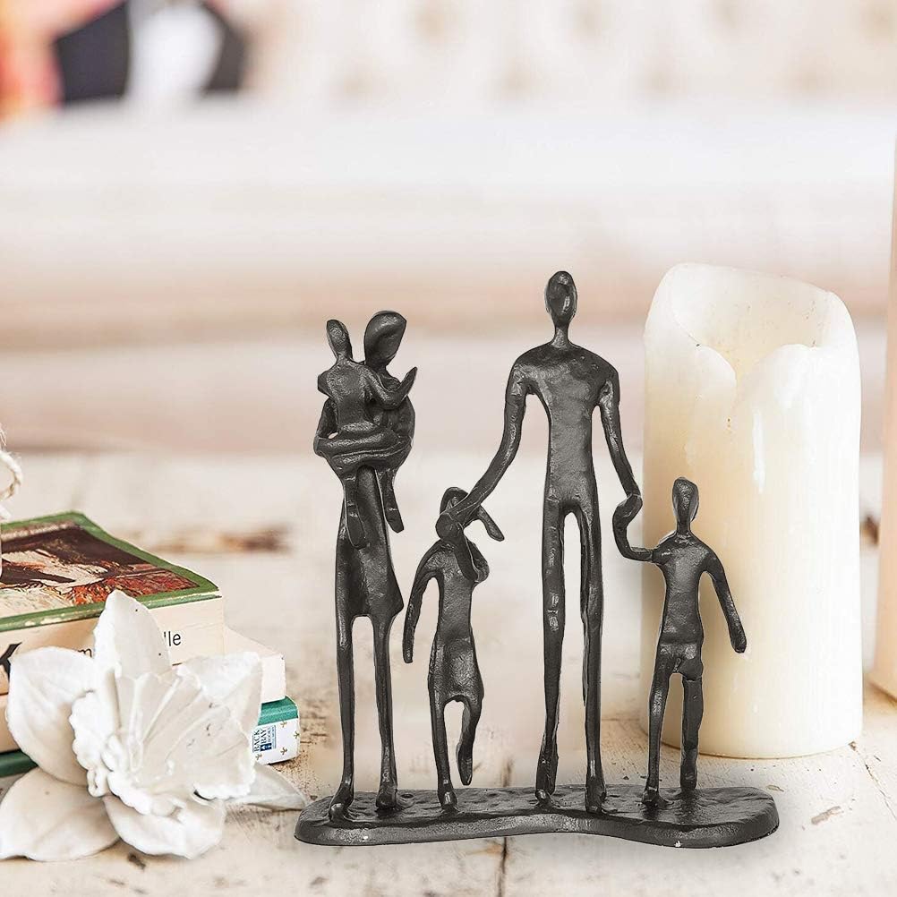 Cast Iron Family of Five Figurine Decor