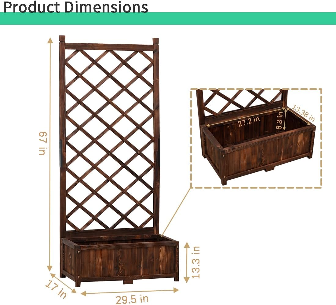 Wood Garden Bed with Trellis