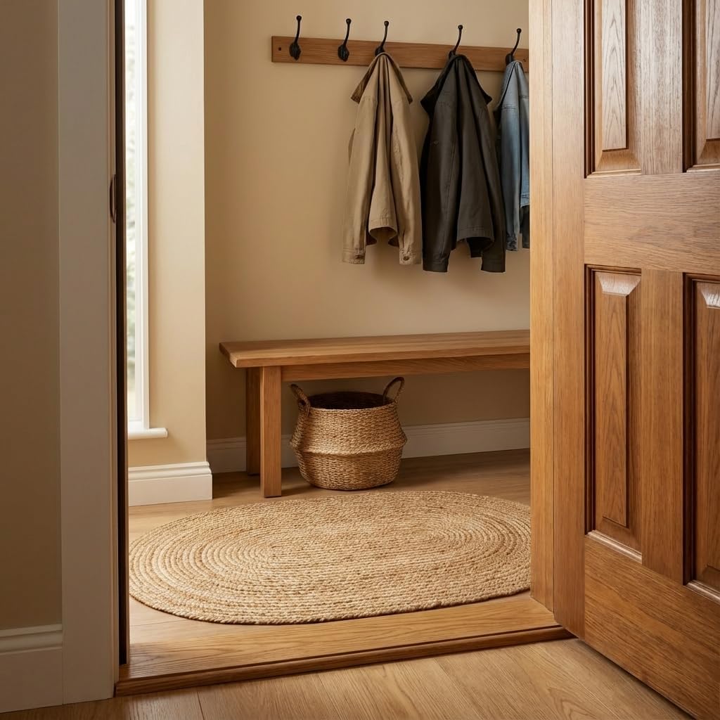 Natural Hand Woven Oval Jute Rug 2'x3'