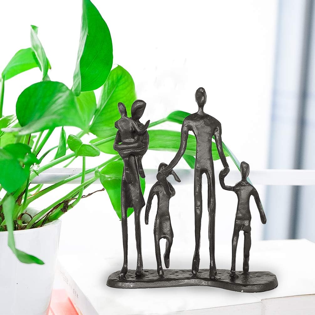 Cast Iron Family of Five Figurine Decor