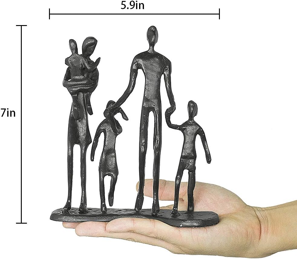 Cast Iron Family of Five Figurine Decor