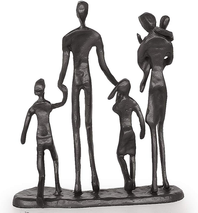 Cast Iron Family of Five Figurine Decor