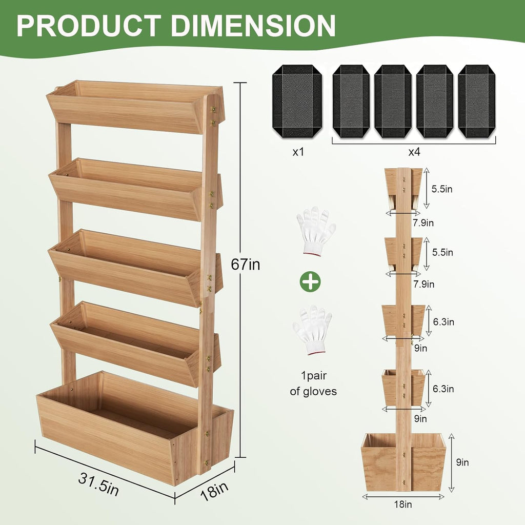 5-Tier Vertical Wood Garden Planter