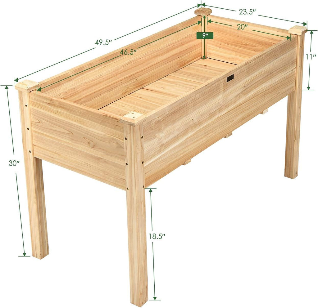 Natural Wood Elevated Garden Bed