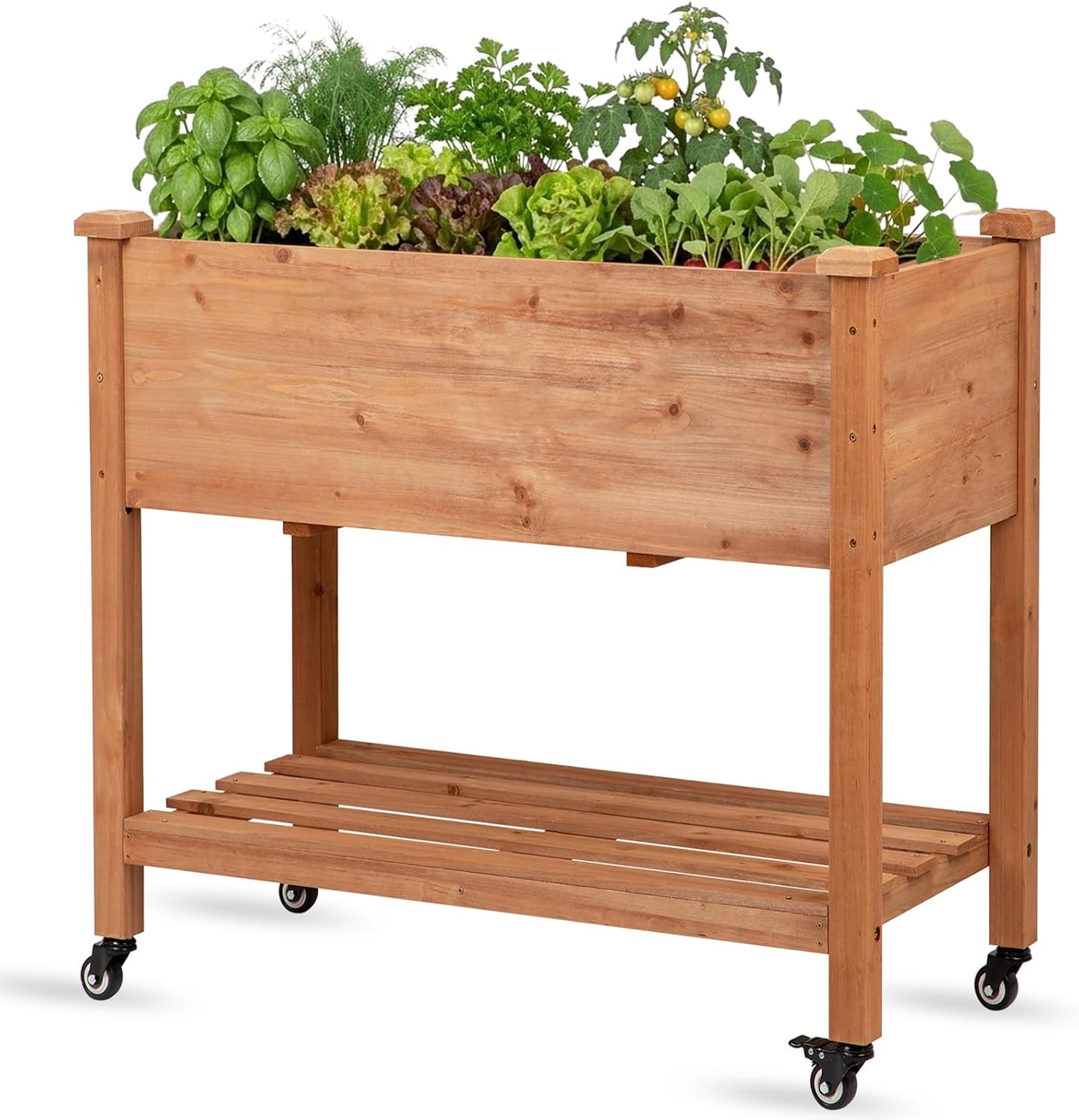 Wood Wheeled Elevated Garden Bed