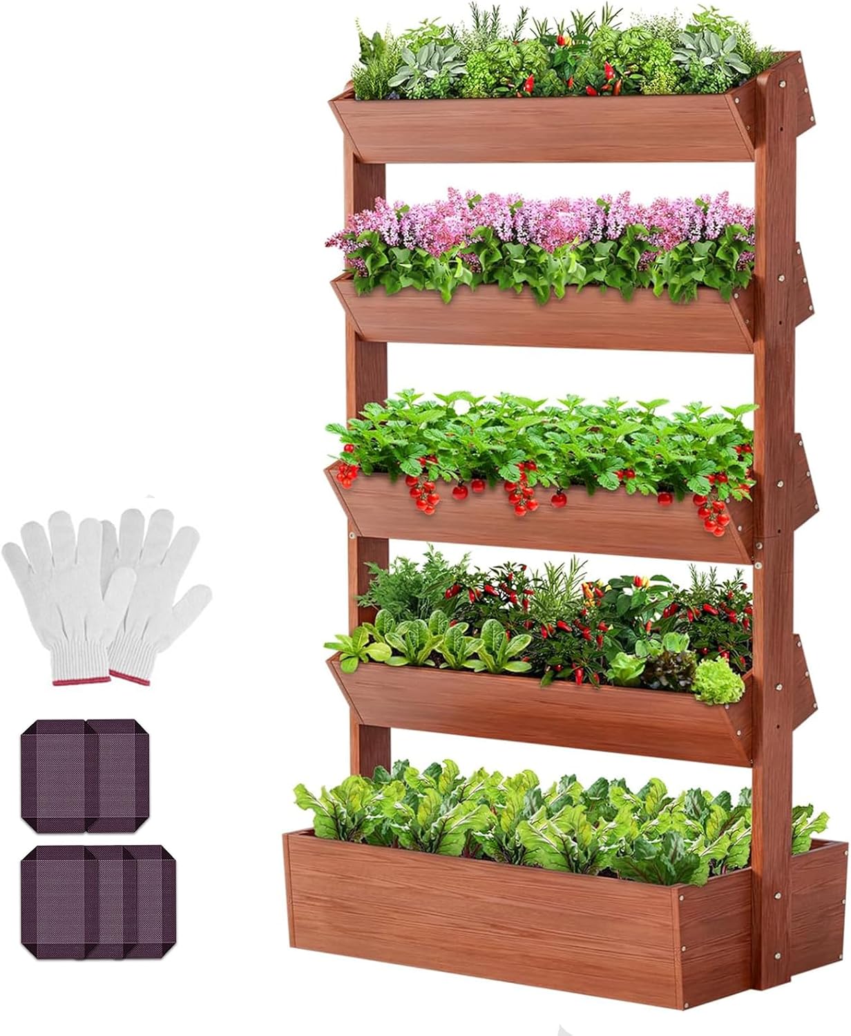 5-Tier Vertical Wooden Garden Bed