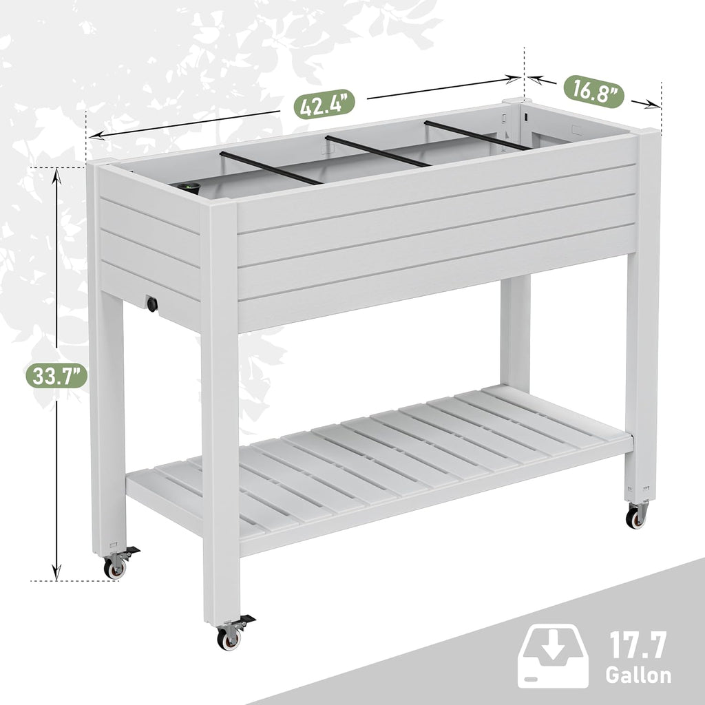 33.7in Rolling Resin Garden Planter