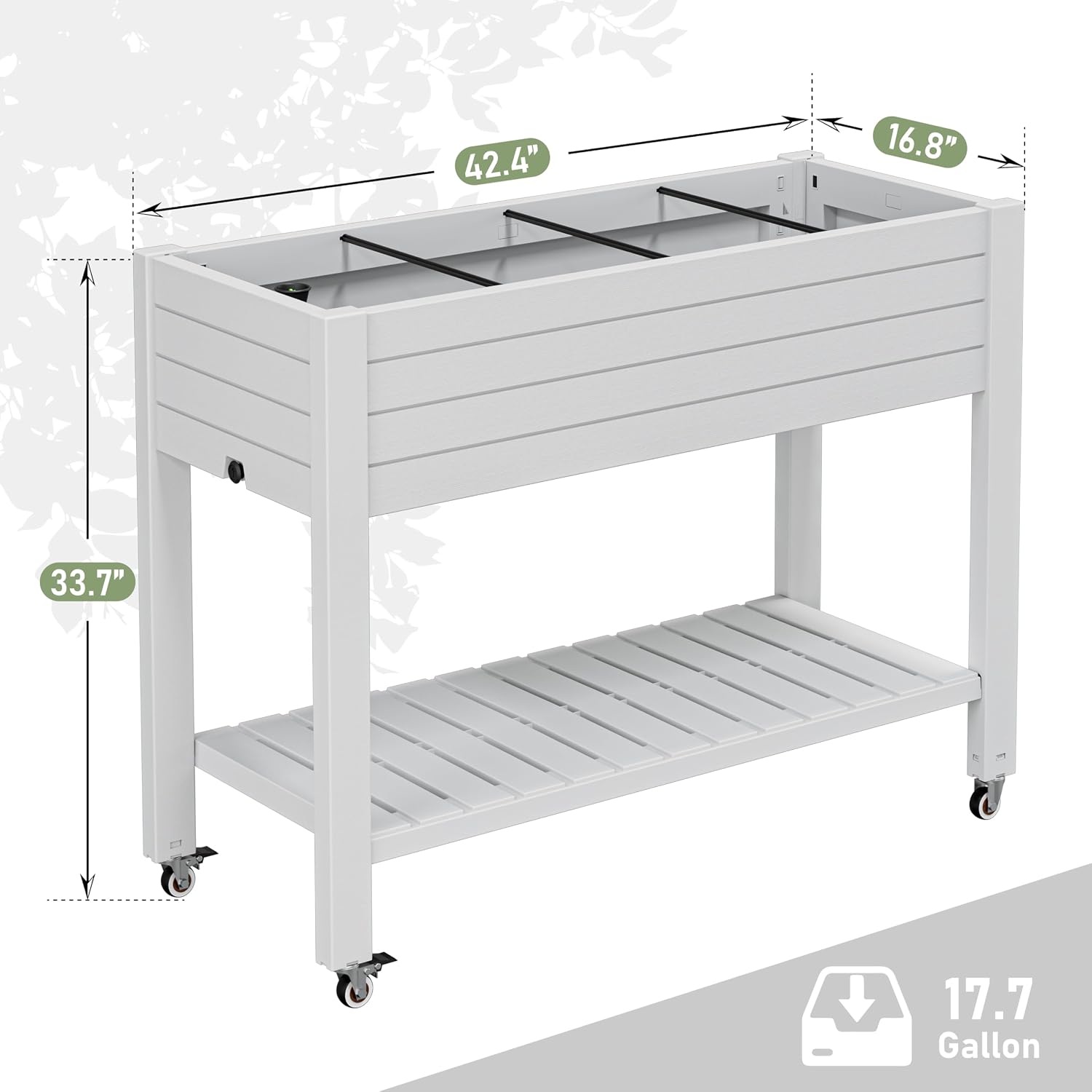 33.7in Rolling Resin Garden Planter