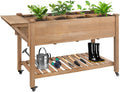 55.5in Rolling Wood Garden Planter