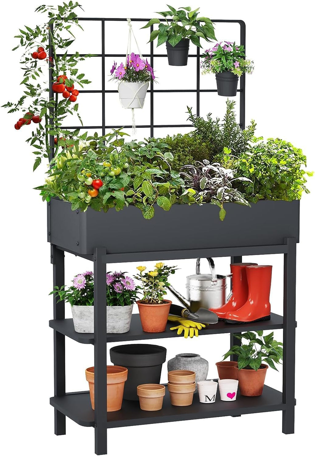 Metal Raised Garden Bed with Trellis