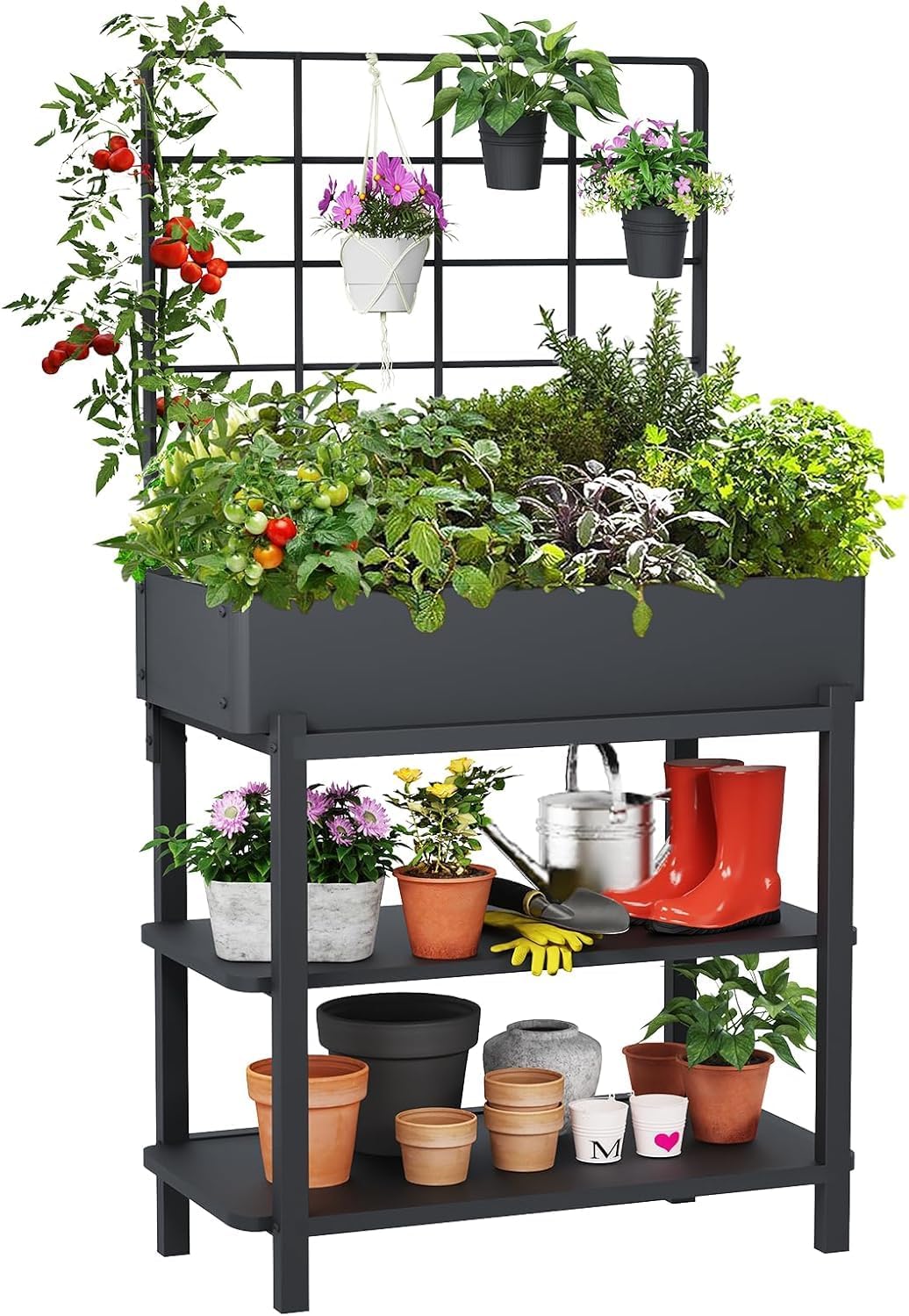 Metal Raised Garden Bed with Trellis