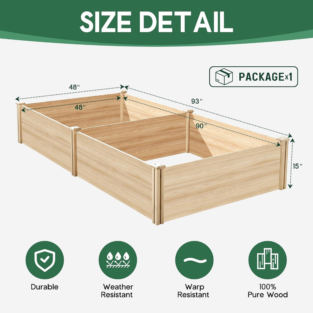 Wood Raised Garden Bed 8x4ft