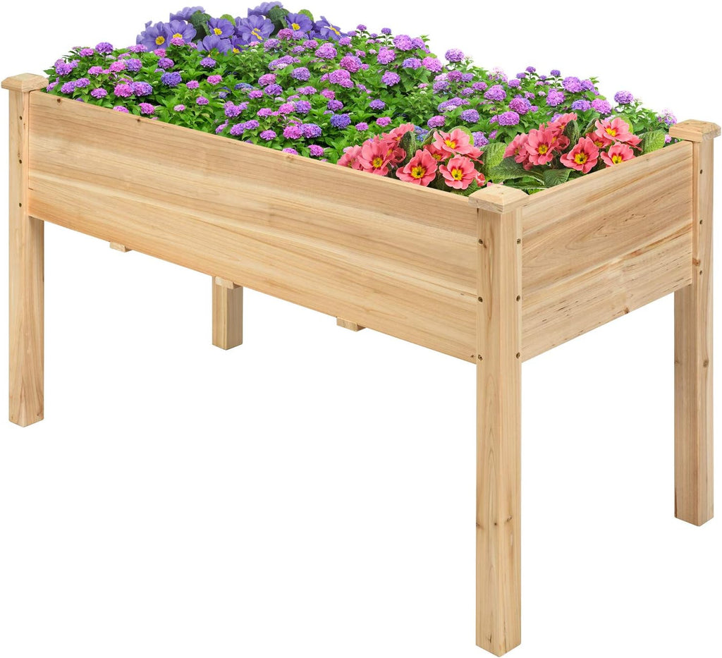 Natural Wood Elevated Garden Bed