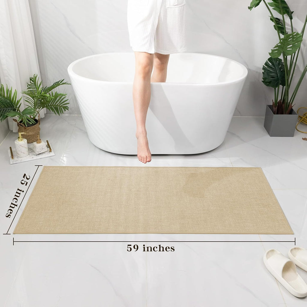 59x25 Beige Quick Dry Bath Mat