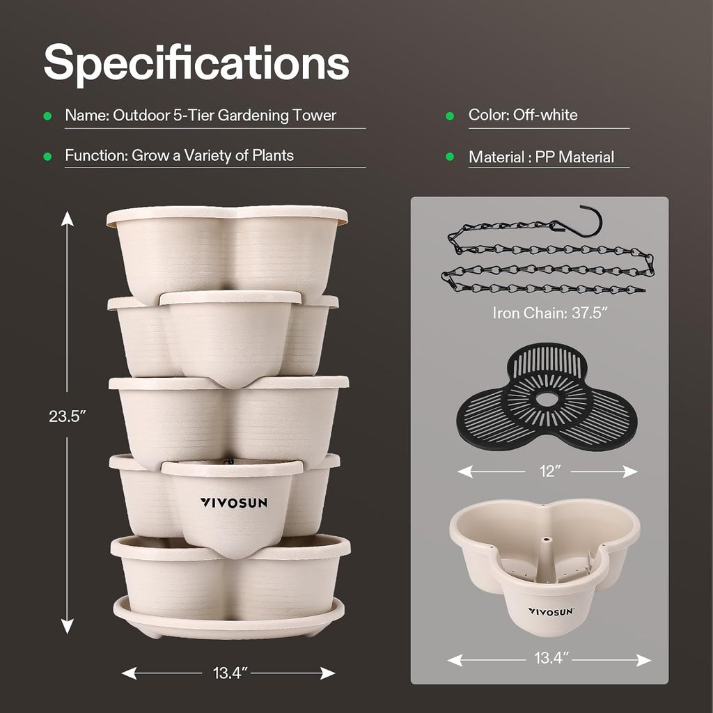 5-Tier Stackable Vertical Planter