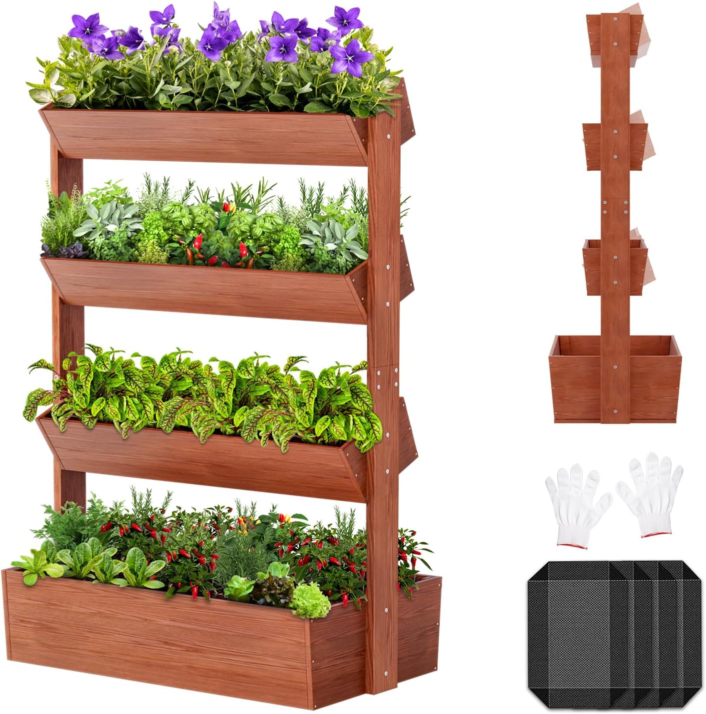 4-Tier Vertical Wood Raised Garden Bed