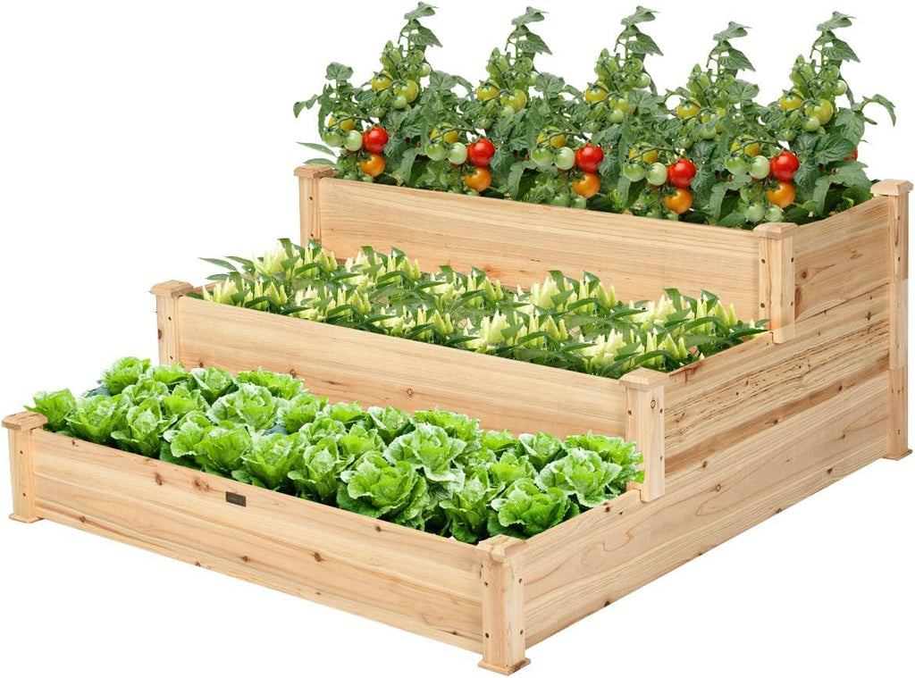 3-Tier Wood Raised Garden Bed
