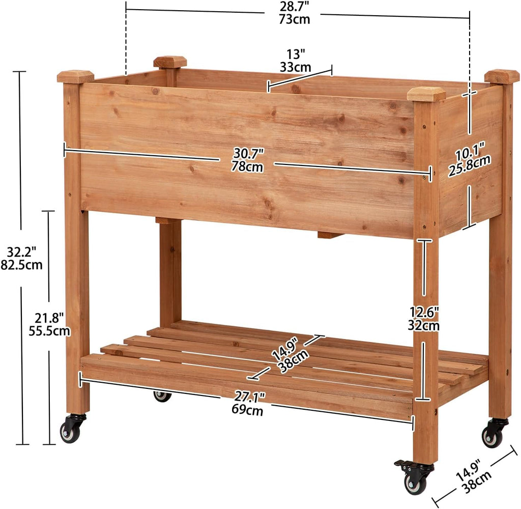 Wood Wheeled Elevated Garden Bed