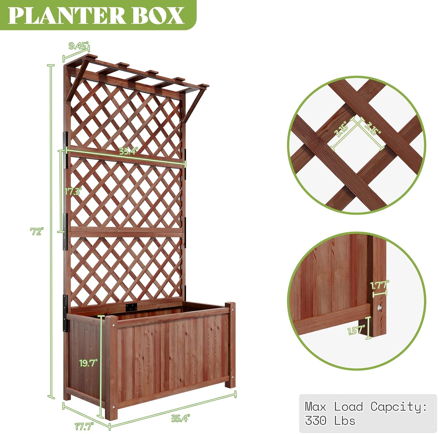 Wood Garden Bed with Trellis