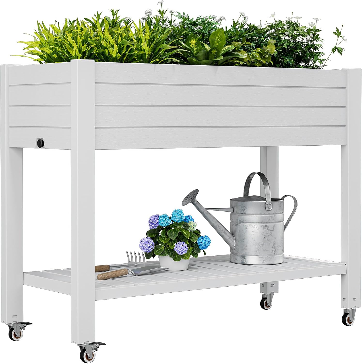 33.7in Rolling Resin Garden Planter
