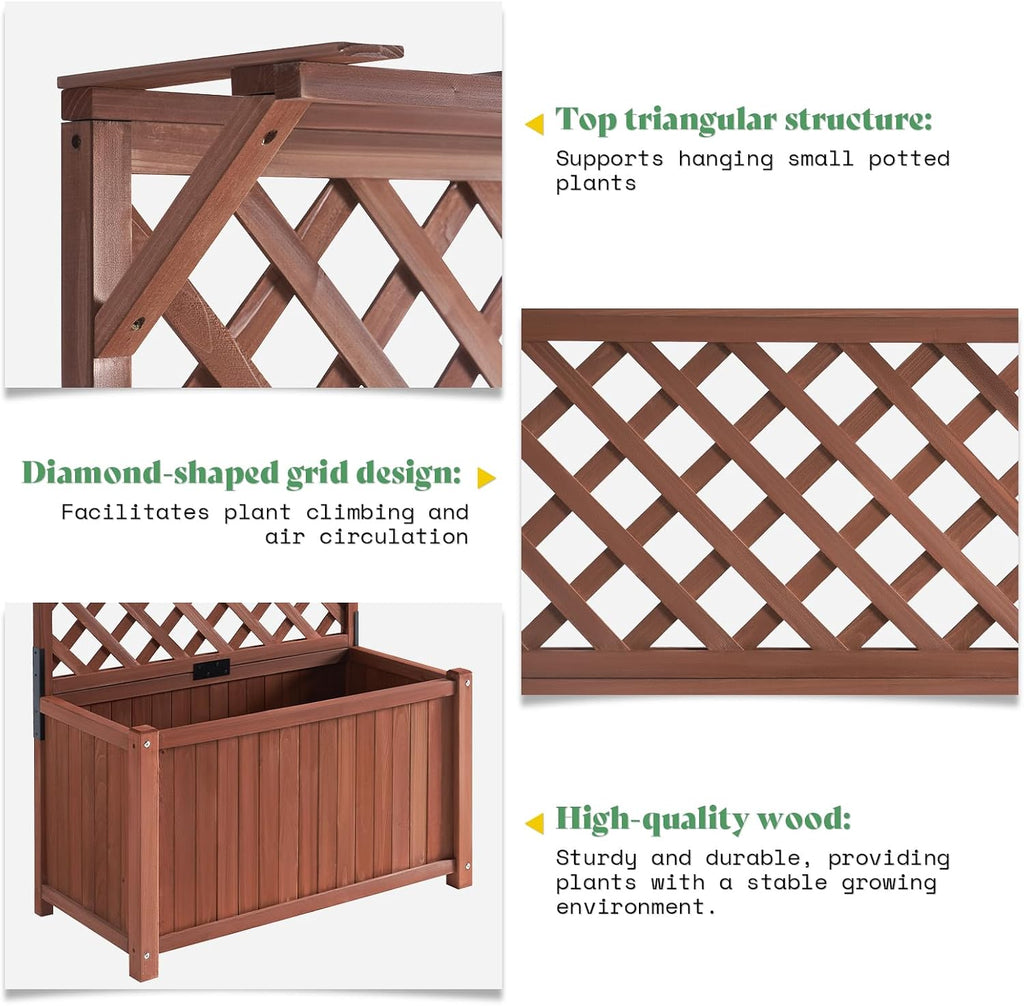 Wood Garden Bed with Trellis