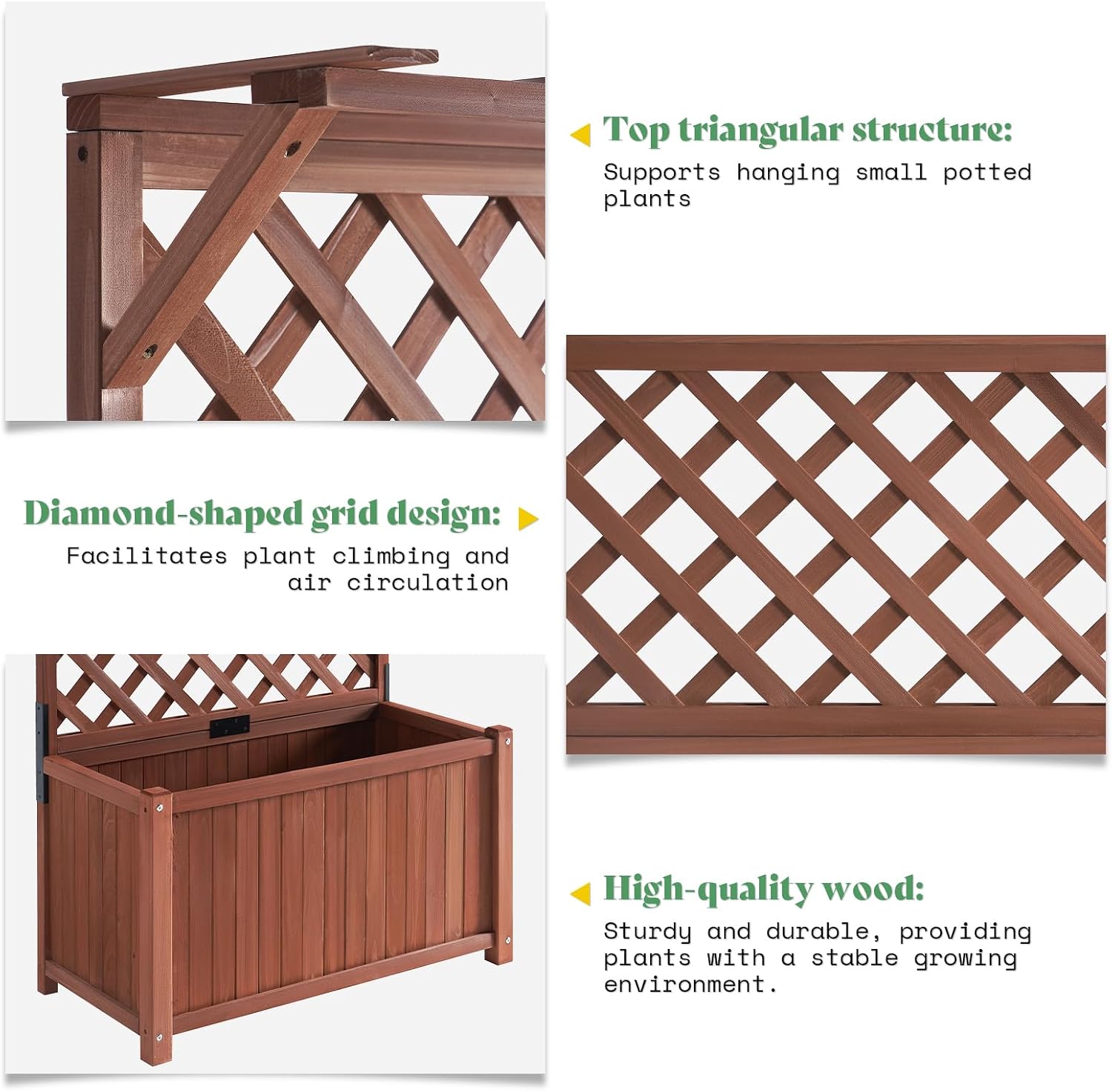 Wood Garden Bed with Trellis