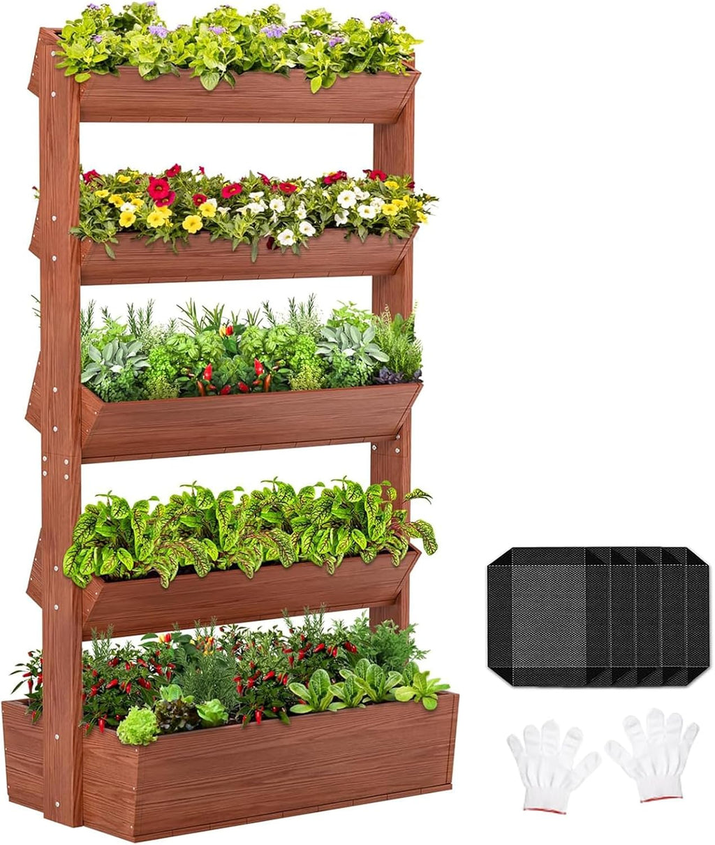 5-Tier Vertical Wood Garden Bed
