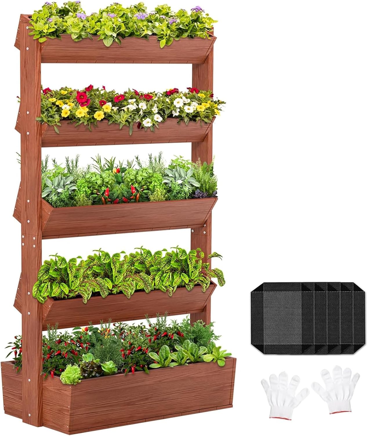 5-Tier Vertical Wood Garden Bed