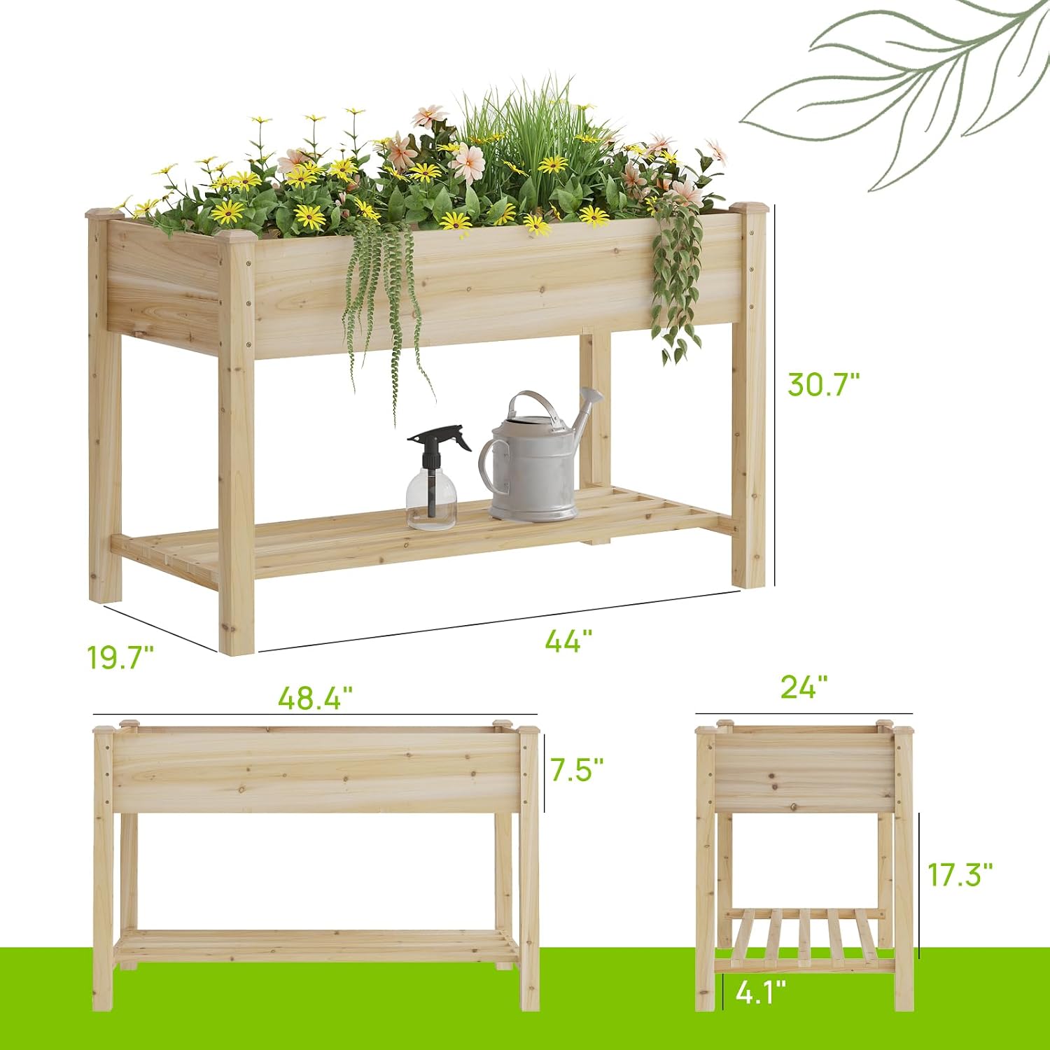 Wood Elevated Garden Bed with ShelfWood Elevated Garden Bed with Shelf