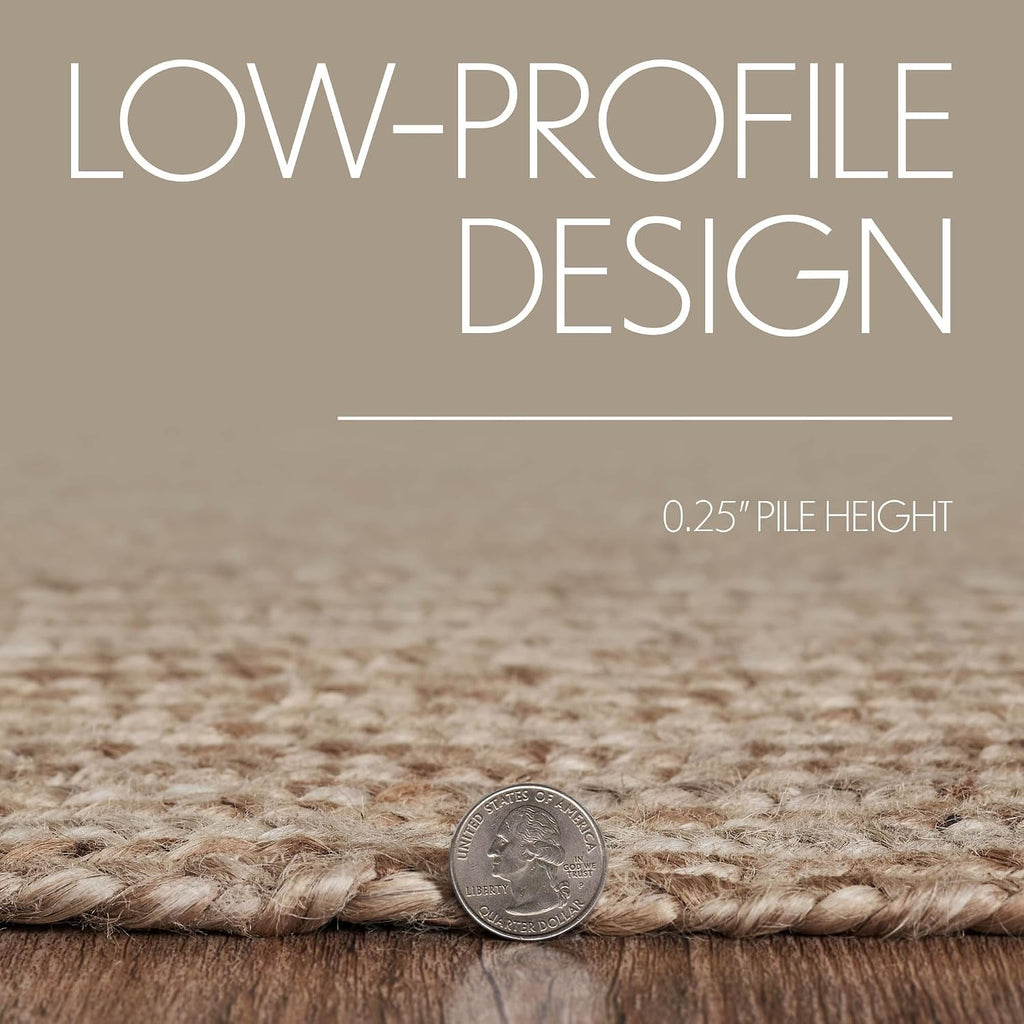 Oval 24x36 Braided Jute Rug with Pad