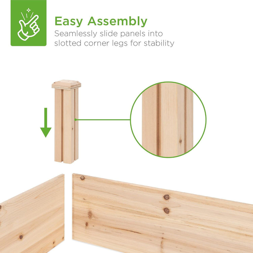 Natural Wood Raised Garden Bed 8x2ft