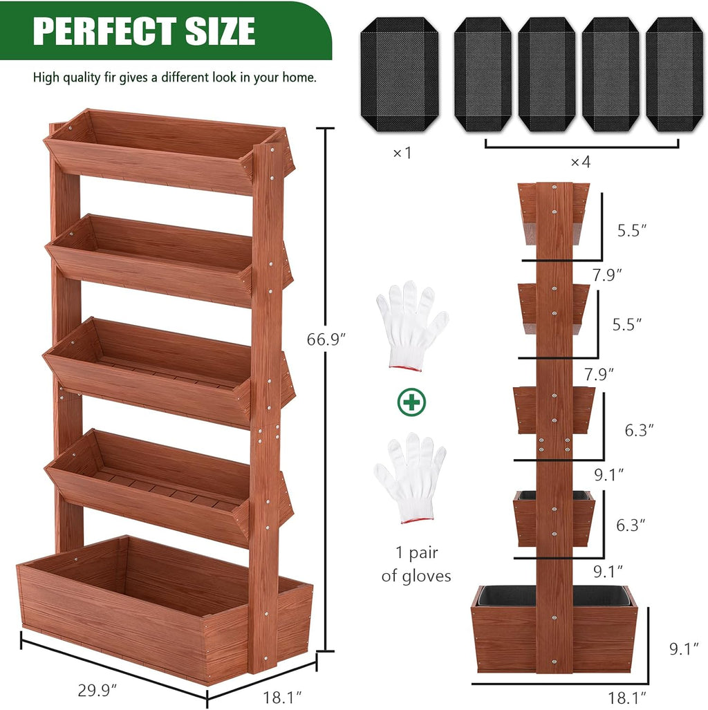 5-Tier Vertical Wood Garden Bed