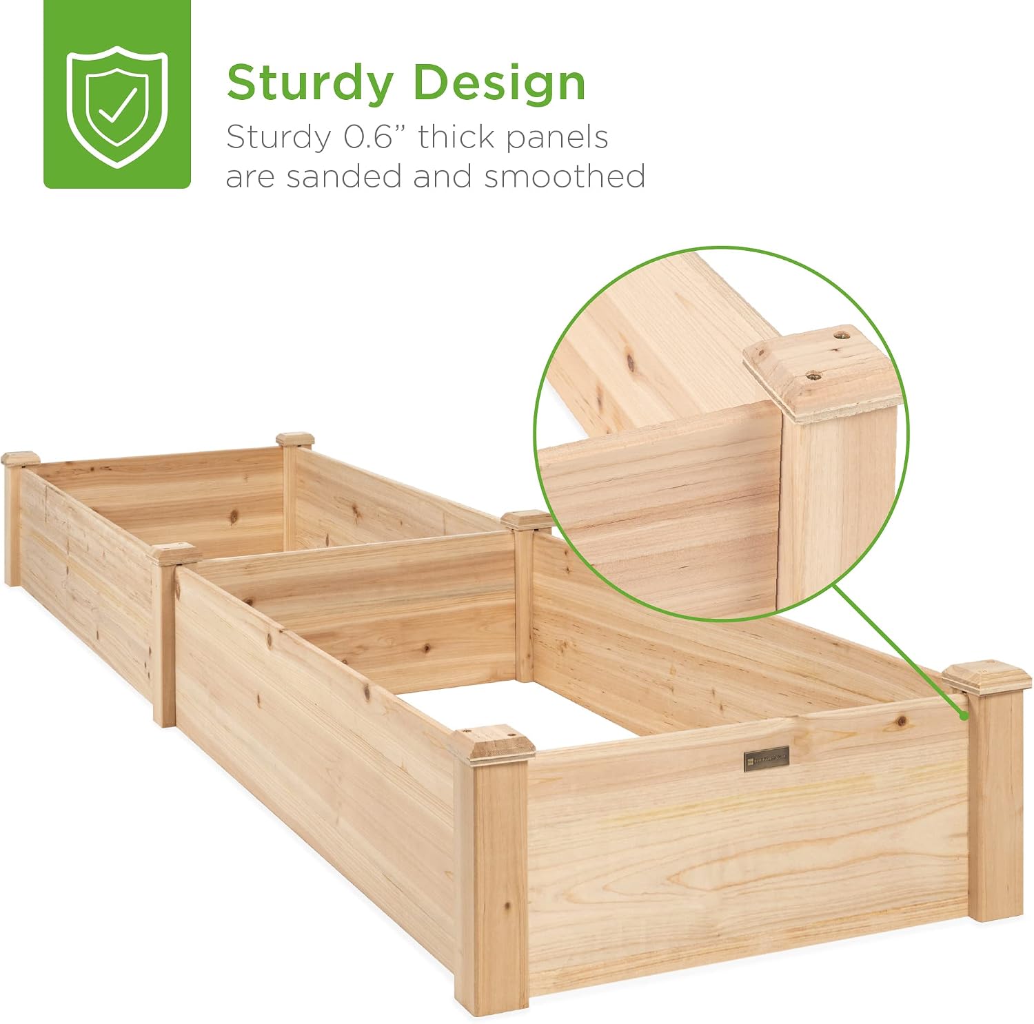Natural Wood Raised Garden Bed 8x2ft