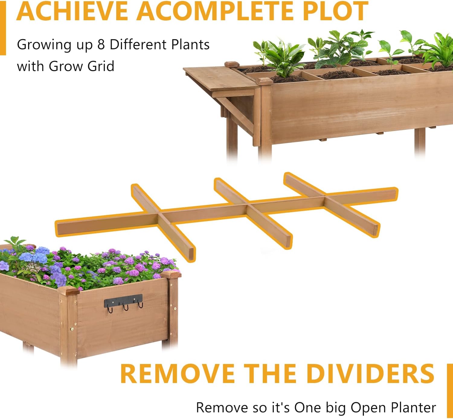 55.5in Rolling Wood Garden Planter