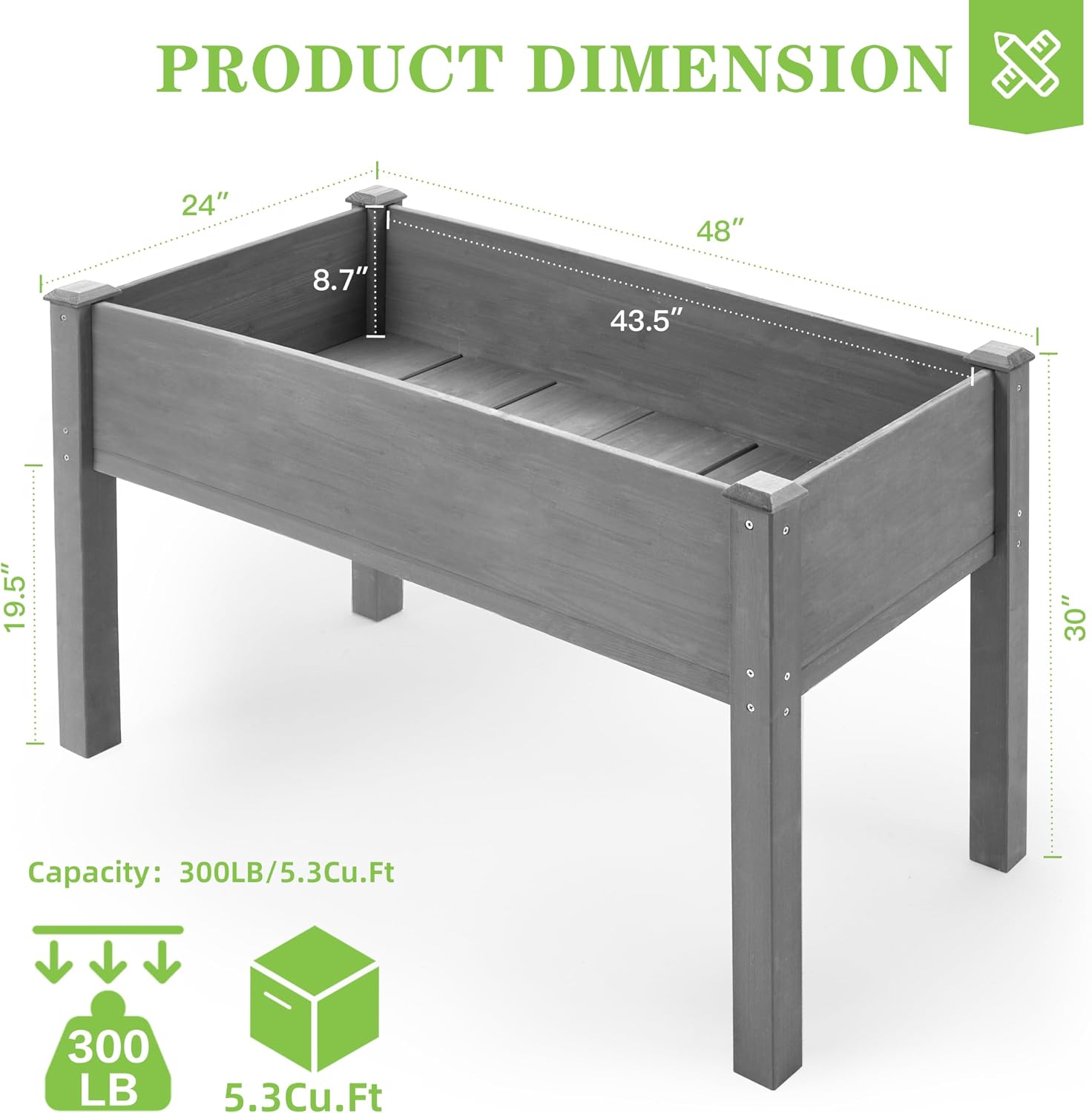 Grey Cedar Elevated Garden Bed