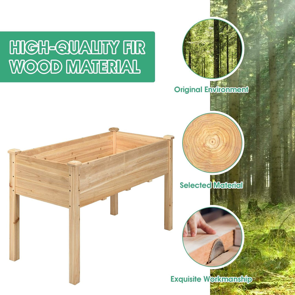 Natural Wood Elevated Garden Bed
