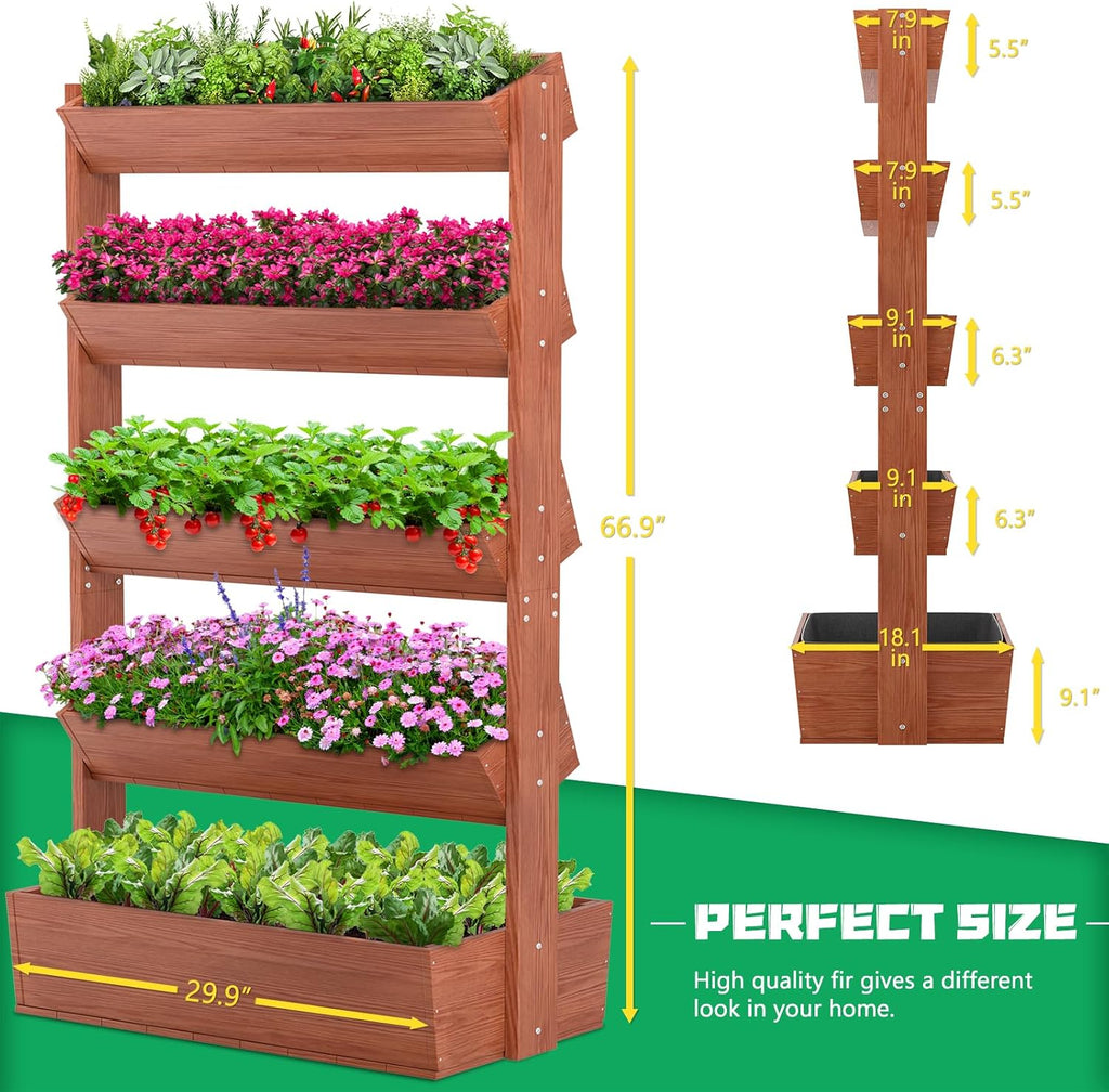 5-Tier Vertical Wooden Garden Bed