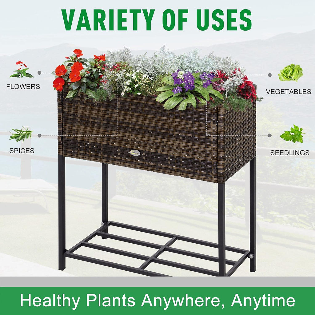 Rattan Look Elevated Garden Bed