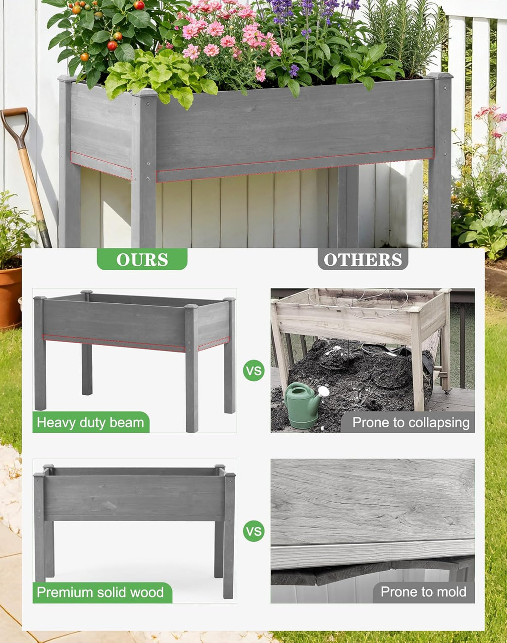 Grey Cedar Elevated Garden Bed