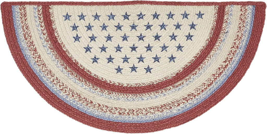 Red Creme Blue Braided Jute Door Mat 20x30