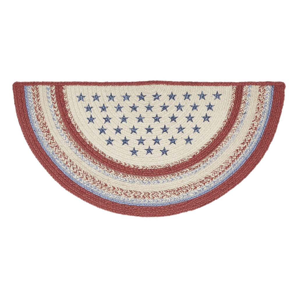 Red Creme Blue Braided Jute Door Mat 20x30