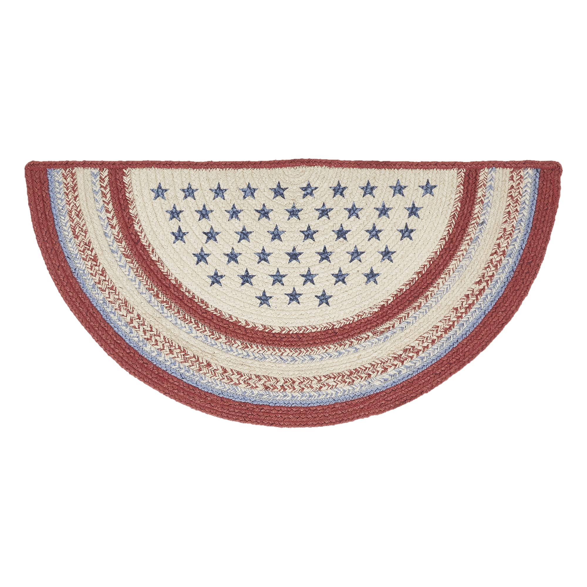 Red Creme Blue Braided Jute Door Mat 20x30