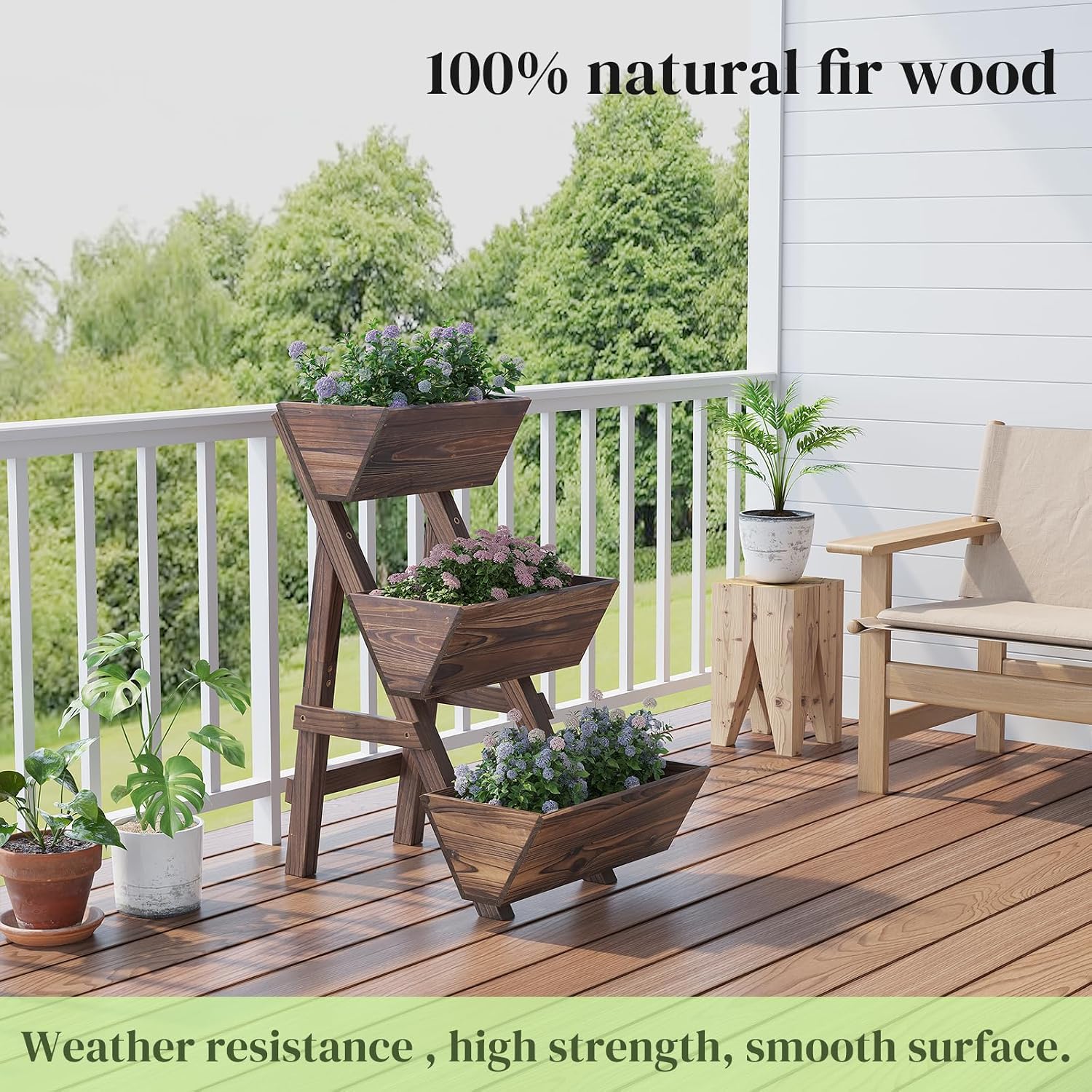 3-Tier Carbonized Wood Garden Planter